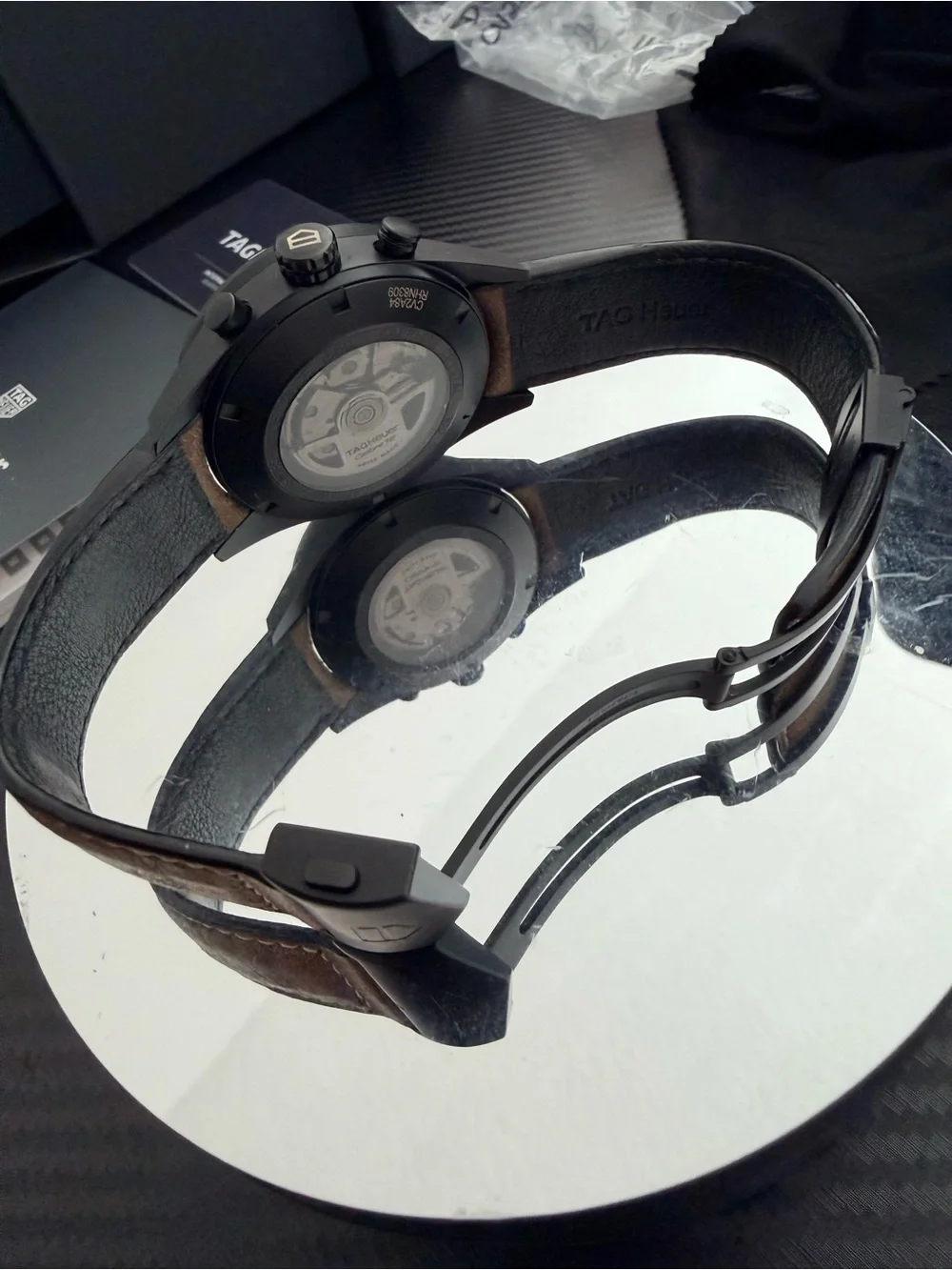 Tag Heuer Blue Dial Chronograph with Brown Leather Strap and Black Rubber Extras